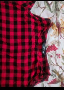 FabAlley Red And Black Checked Top