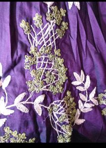 Embroidered Purple Party Gown
