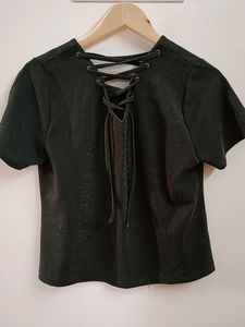 Party Tshirt Sea Green Color Cross Back