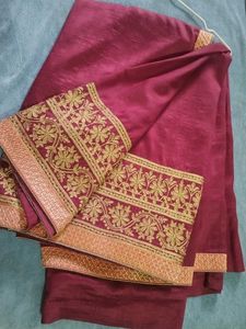 Maroon Embroidered Saree