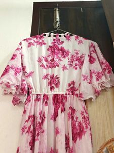 Flower Print White Maxi Dress