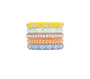 Colorful Pearl Bangles (Set of 5)