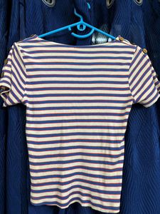 Stripped V Neck Crop Top