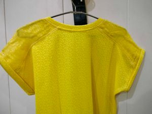 Yellow Top With Sequins On Shoulders