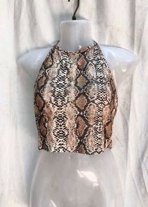 15171. Snakeskin Halter Crop Top