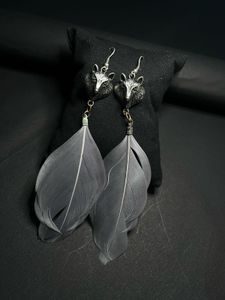 Wolf Feather Dangle Earrings