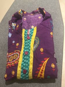 2 Floral Cotton 3/4th Sleeves Colared Kurti