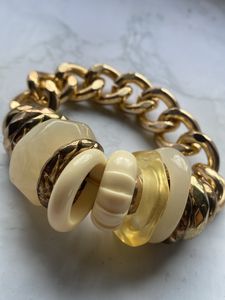 Ladies Thick Goldish Brass Coloured Bracelet Acces