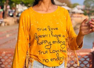 Stylish Mustard Graphic Print Top