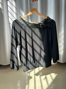 PU Neck Detail Top