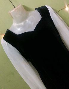 Chic Black Velvet Mini Dress free size dres