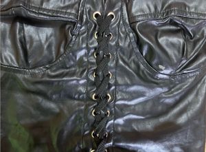 Lace-Up Faux Leather Corset Top