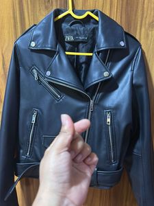 Zara Black Faux Leather Moto Jacket