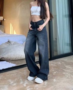 Black Whiker High Waist Super Wide Leg Jeans