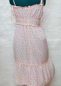 Floral Sundress M To L Size + Freebie Earings Set