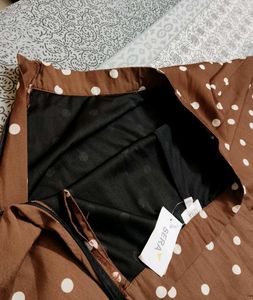 SERA Women Brown Polka Dot Printed Flared Skirt