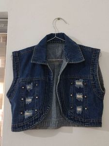Distressed Denim Vest