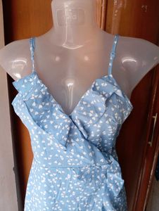 Blue Floral Wrap Dress
