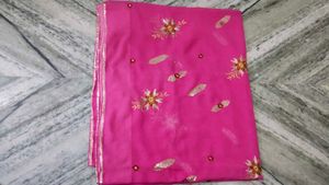 Elegant Pink Embroidered Saree