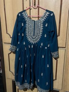 Teal Embroidered Kurta Dress