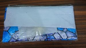 Floral Print Blue Clutch .