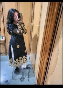 gotapatti Black &amp; Gold Kurta Set golden xl