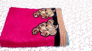 Elegant Pink Embroidered Saree