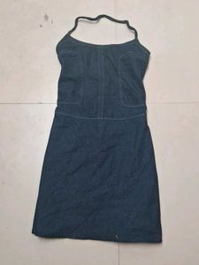 Halter Neck Denim Dress