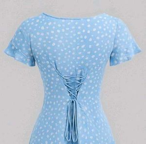 Cute Blue Polka Dot croset Dress
