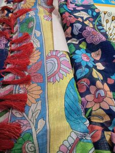 Pure Lenin Kalamkari Saree
