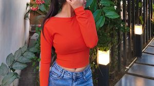 Orange Long Sleeve Crop Top