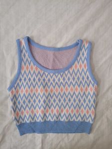 Cute Argyle Knit Tank Top
