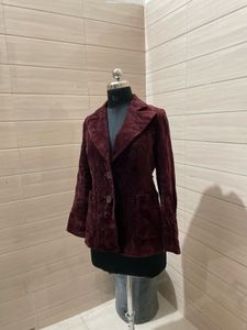 ZARA Burgundy Velvet Blazer