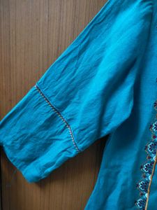 Embroidered Teal Top