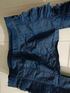 Denim Ruffle Top