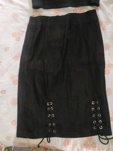Black Lace-Up Mini Skirt