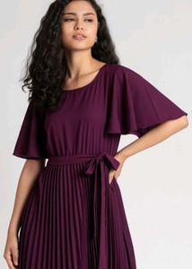 Xxl Flared Beautiful Wine Color  Dress