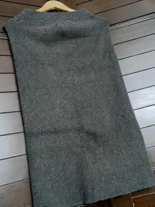 Women Grey Straight Winter Skirt