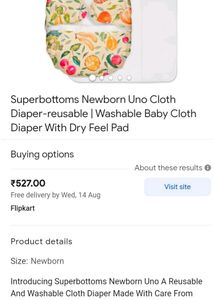 Superbottoms Uno Diaper With Insert