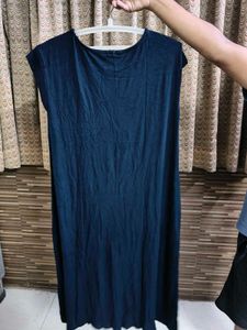 Navy Blue Dress with Lace Detail