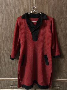 Vintage Maroon Tunic with Black Trim