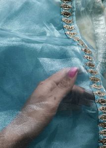 Aqua blue embroidery kurti plazo &amp; dupatta set 🩵