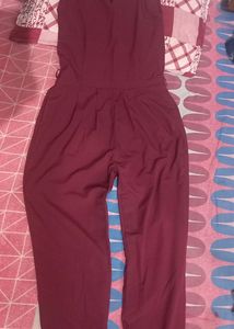 Burgundy Colour Jumpsuit With Pocket