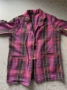 Plaid Short Sleeve Blazer