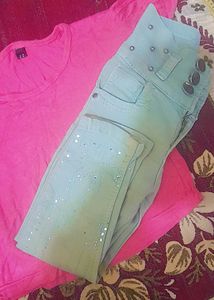 Light Green  High Waisted Jeans