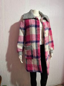Vintage Pink Plaid Wool Coat