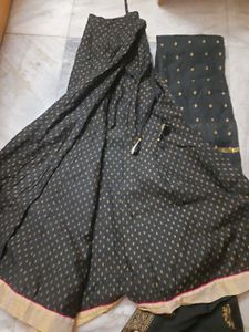 Elegant Black Embroidered lehenga Kurta Set