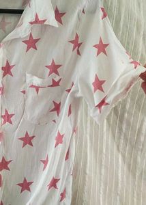 Star Print Tie-Front Top