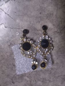 Elegant Black Stone Drop Earrings