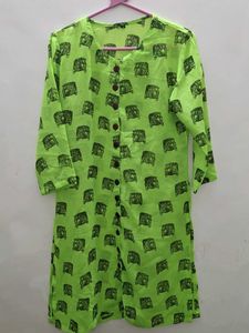 Digital Printed Women Neon Green Kurta